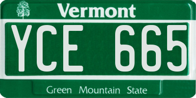 VT license plate YCE665