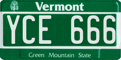 VT license plate YCE666