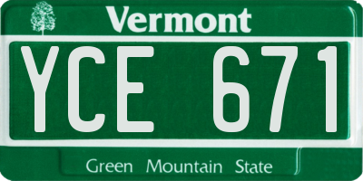 VT license plate YCE671
