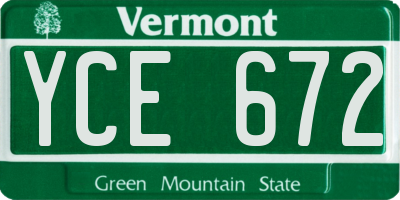 VT license plate YCE672