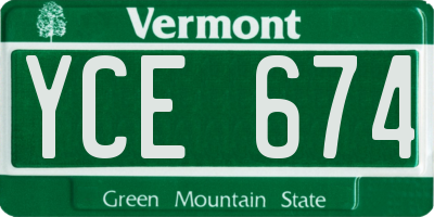 VT license plate YCE674