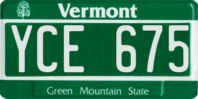 VT license plate YCE675