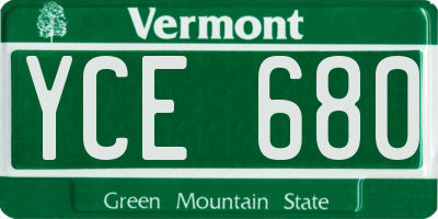 VT license plate YCE680