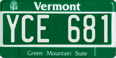 VT license plate YCE681