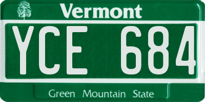 VT license plate YCE684