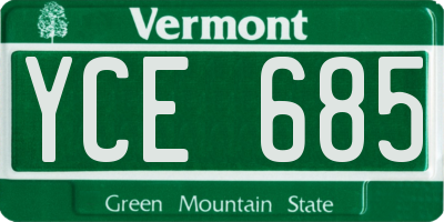 VT license plate YCE685
