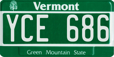 VT license plate YCE686