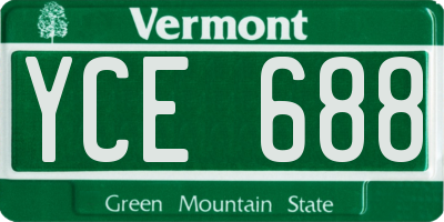 VT license plate YCE688