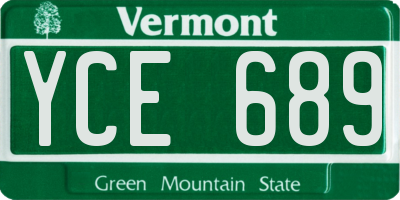 VT license plate YCE689