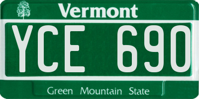 VT license plate YCE690