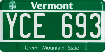 VT license plate YCE693