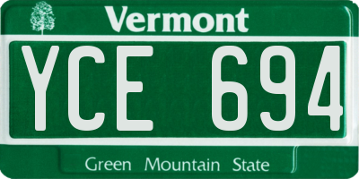 VT license plate YCE694