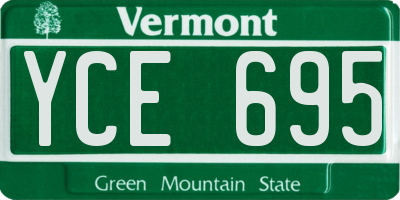 VT license plate YCE695