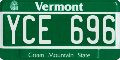 VT license plate YCE696