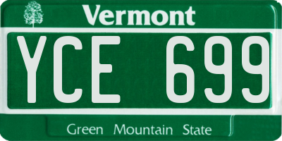 VT license plate YCE699
