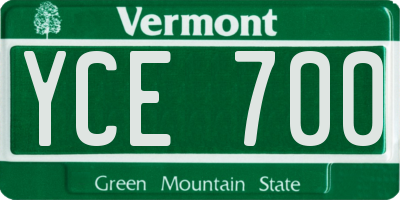 VT license plate YCE700