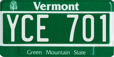 VT license plate YCE701