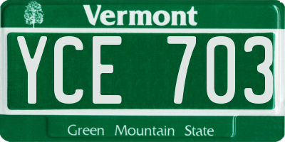 VT license plate YCE703