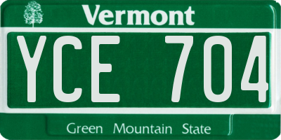 VT license plate YCE704