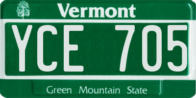 VT license plate YCE705