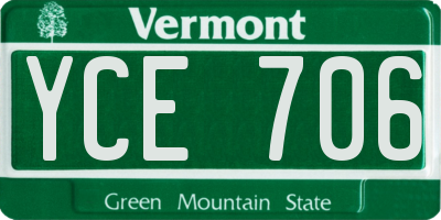 VT license plate YCE706