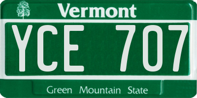 VT license plate YCE707