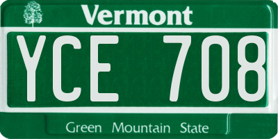 VT license plate YCE708