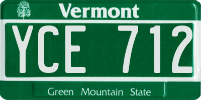 VT license plate YCE712