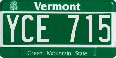 VT license plate YCE715