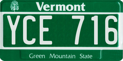 VT license plate YCE716