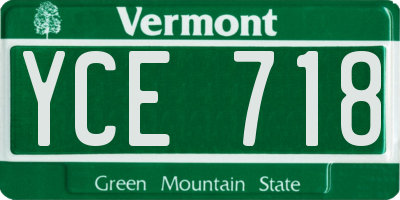 VT license plate YCE718
