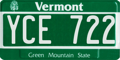 VT license plate YCE722