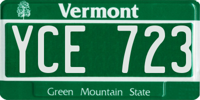 VT license plate YCE723