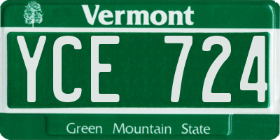 VT license plate YCE724