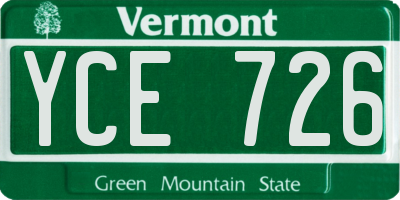 VT license plate YCE726