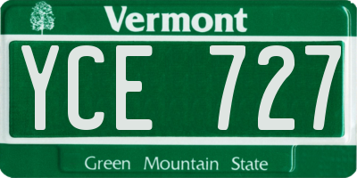 VT license plate YCE727