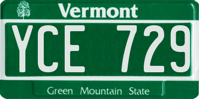 VT license plate YCE729