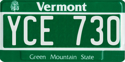 VT license plate YCE730