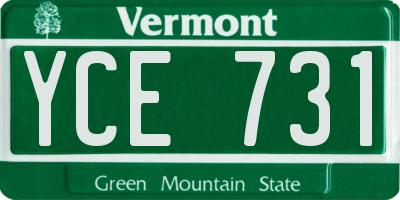 VT license plate YCE731