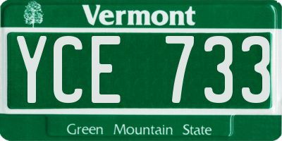 VT license plate YCE733