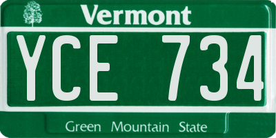 VT license plate YCE734