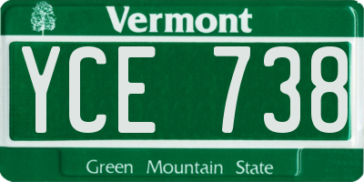 VT license plate YCE738