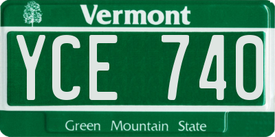 VT license plate YCE740