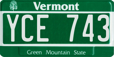 VT license plate YCE743