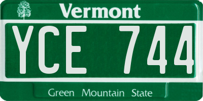 VT license plate YCE744