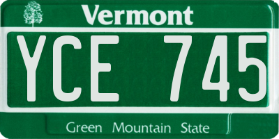 VT license plate YCE745