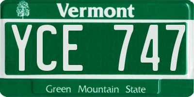 VT license plate YCE747