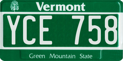 VT license plate YCE758