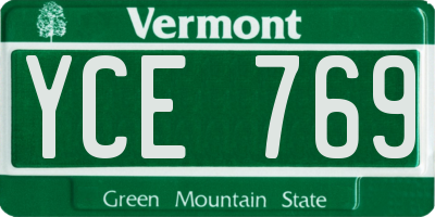 VT license plate YCE769
