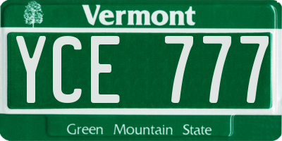 VT license plate YCE777